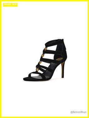Suede Stiletto Heel Caged Ankle Strap Open Toe Sandal Party Evening